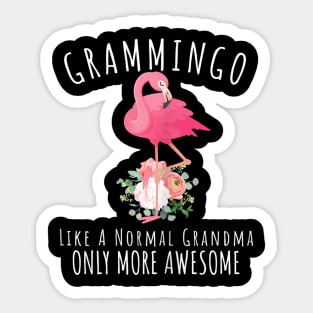 Womens Grammingo Like An Grandma Only Awesome Floral Flamingo Gift Sticker